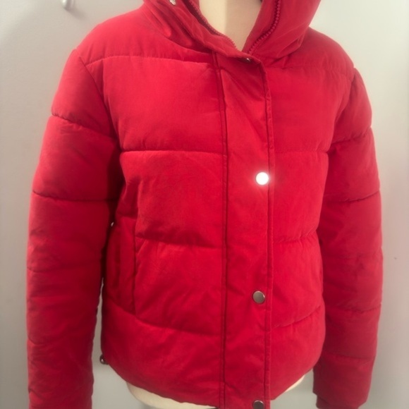 George Red Women's Winter Short Puffer Jacket Coat Long Sleeve Size XS - Picture 2 of 10